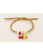 Pulsera cordón mostaza con burruño perlas naturale