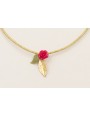 Collar cordón magnetico dorado con hoja y flor de 