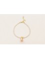 Pulsera con perlas naturales, colgante gajo naranj