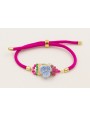 Pulsera cordón preparado para pulsera fucsia, flor