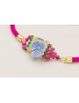 Pulsera cordón preparado para pulsera fucsia, flor
