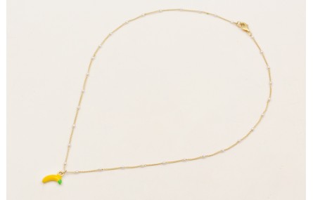 Solitario cadena perlas intercaladas con colgante 