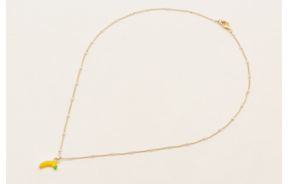 Solitario cadena perlas intercaladas con colgante 