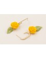 Pendientes semi ovalado con brillos colgante flor 