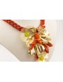Collar cordón color oxido trenzado con flores dora