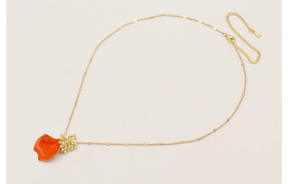 Collar cadena chapitas dorado mate con petalo esma