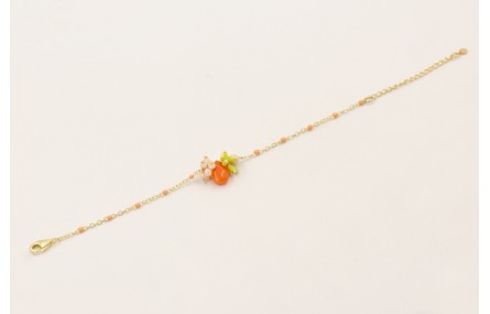 Pulsera cadena esmaltes ocre con gota naranja,burr