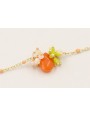 Pulsera cadena esmaltes ocre con gota naranja,burr