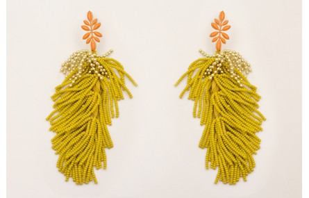 Pendientes petalos esmaltados nectarina con flecos