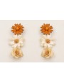 Pendientes flor grande esmaltada marrón con flor g