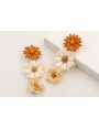 Pendientes flor grande esmaltada marrón con flor g