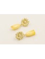 Pendientes perno girasol dorado mate con colgante 