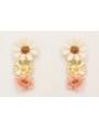 Pendientes flor natural resina grande blanca con f