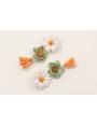 Pendientes perno flor grande esmaltada blanca cent