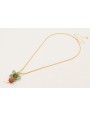 Collar cadena strass rosa opal con flor natural re