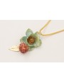 Collar cadena strass rosa opal con flor natural re