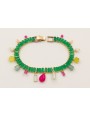Pulsera strass rectangular color verde con colgant
