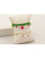 Pulsera strass rectangular color verde con colgant