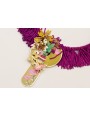 Collar lamina forrada de abalorio purpura con colg