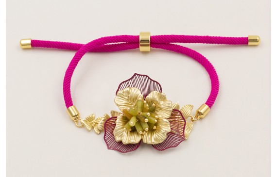 Pulsera cordón preparado para pulsera fucsia con c