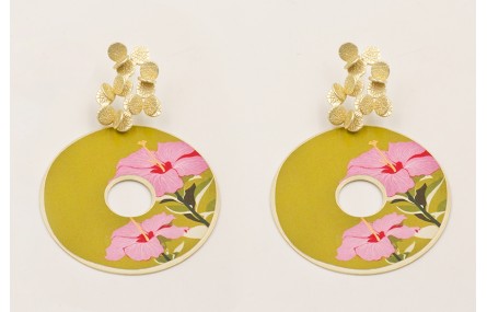 Pendientes ramillete hojas redondas dorado mate co