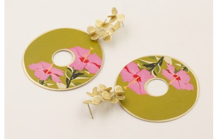 Pendientes ramillete hojas redondas dorado mate co