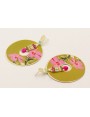 Pendientes cuadrado turquesa con disco flores lila