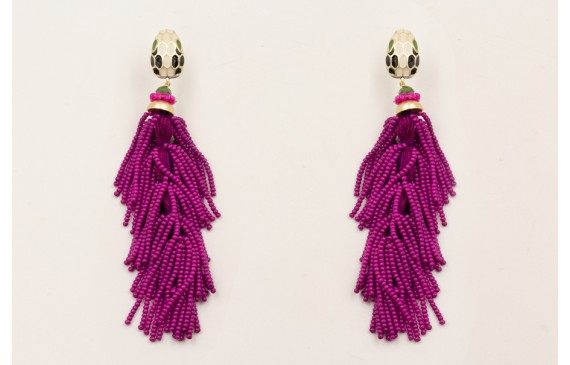 Pendientes fleco abalorio purpura con facetadas fa