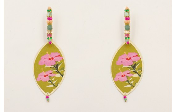 Pendientes listón trenzado semipreciosas, cadenas 