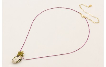 Collar cadena bolitas esmalte cardenal con cabeza 