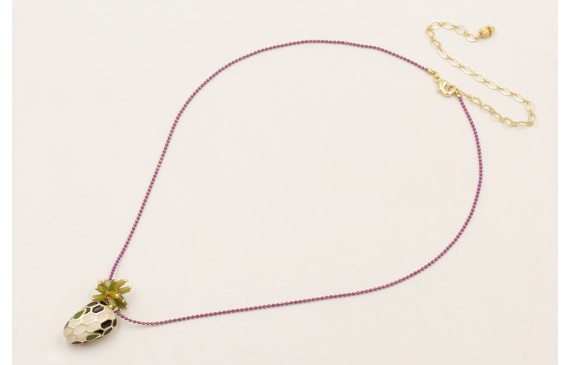 Collar cadena bolitas esmalte cardenal con cabeza 