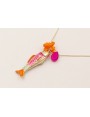 Collar cadena fina dorada con pez esmaltado rosa,n