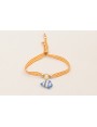 Pulsera lazo vichy naranja con pez esmaltado azul 