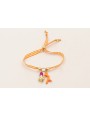 Pulsera lazo vichy naranja con rama coral esmalte 