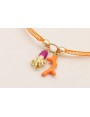 Pulsera lazo vichy naranja con rama coral esmalte 