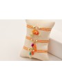 Pulsera lazo vichy naranja con rama coral esmalte 