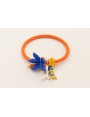 Pulsera goma naranja con flor miyuki azulona, rama