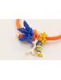 Pulsera goma naranja con flor miyuki azulona, rama