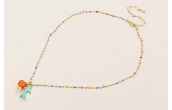 Collar cadena micro esmaltes colores con colgante 