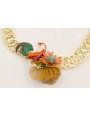 Collar completo aros dorado mate con gallina esmal