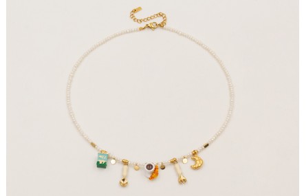 Collar ACERO INOXIDABLE con perlitas naturales col