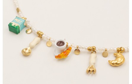 Collar ACERO INOXIDABLE con perlitas naturales col