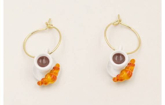 Pendientes aro ACERO INOXIDABLE con colgante taza 