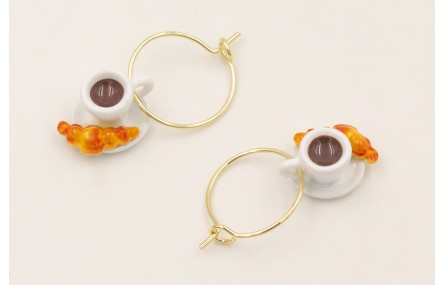 Pendientes aro ACERO INOXIDABLE con colgante taza