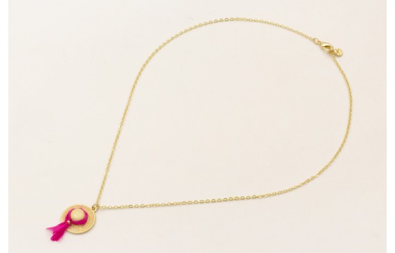 Collar cadena eslabón pequeño dorado mate con colg