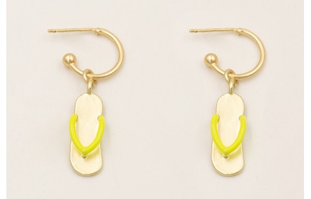 Pendientes aro con bolita y colgante chancleta esm