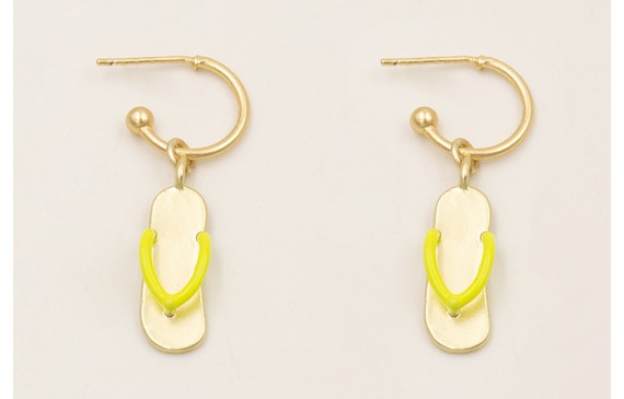 Pendientes aro con bolita y colgante chancleta esm