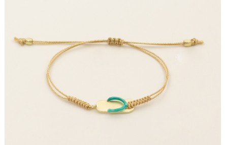 Pulsera cordón dorado con nudo serpiente y chancle