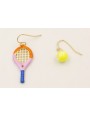 Pendientes raqueta esmaltada morada,azul,naranja  