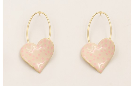 Pendientes herradura grande con corazones esmaltad